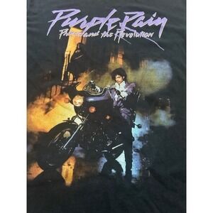 Prince Purple Rain Graphic T Shirt Mens Large Black Band Tee